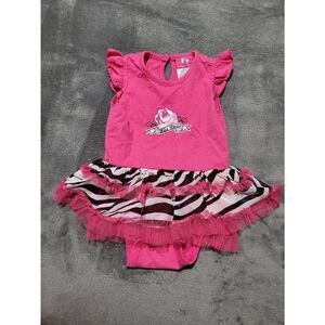 Baby Paris hot pink zebra print tutu body suit